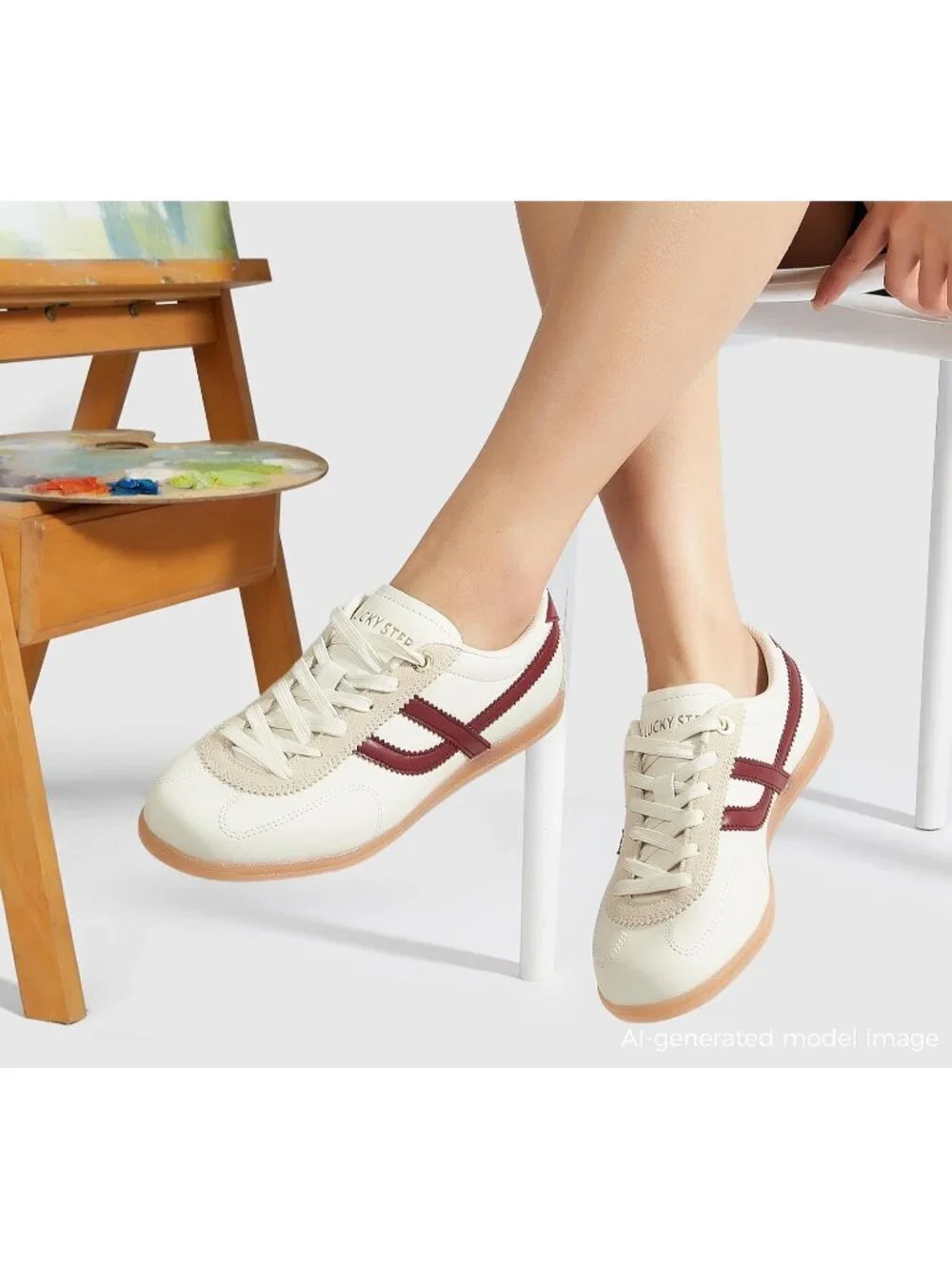 Women's Beige Wine Classic Retro Casual Fashion Gum Sole Running Walking Shoes